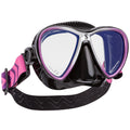 SCUBAPRO Synergy Twin Trufit Scuba Mask with Mirrored Dual Lens and Comfort Strap for Diving, Black/Purple/Silver