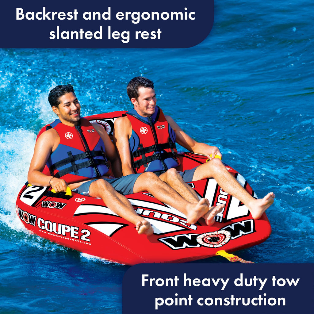 Wow Sports World Of Watersports Coupe Cockpit 1 Or 2 Person Inflatable Towable Cockpit Tube For Boating, 15-1030