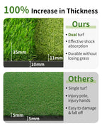 5.2x4FT 21-45mm Dual-Turf Golf Mat with Ball Tray, Thickened Golf Hitting Mat with 9 Hitting Holes, Alignment Aid, 10mm Thick Pr