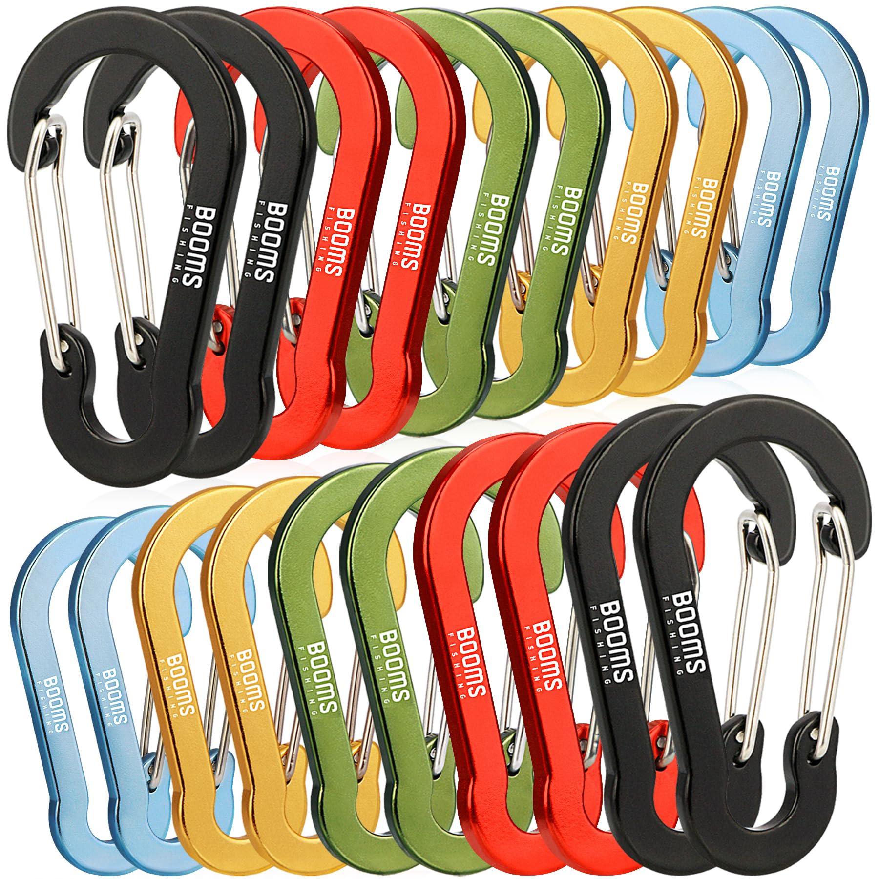 Booms Fishing 20Pack Carabiner Clips: Multi-Use 2In Small Carabiner Clip - Mini Keychain Caribeaner Clip For Keys, Camping, Hiki
