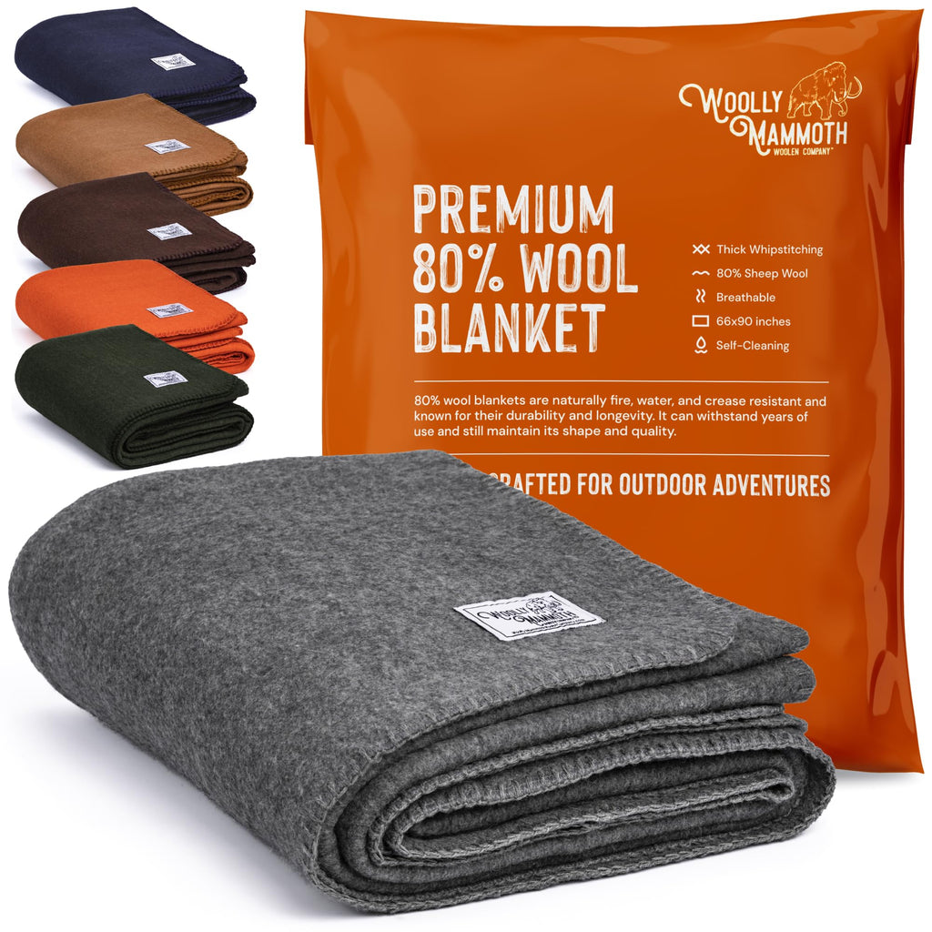 Woolly Mammoth Woolen Co. | Extra Large Merino Wool Camp Blanket | Perfect Outdoor Gear | Bedroll For Bushcraft, Camping, Trekki
