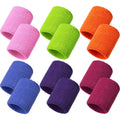 Bememo 12 Pcs Neon Sweatbands Wristband Sweat Wrist Band Competitions Absorbent Sweatbands for Men Women, for Sports, Running(3.