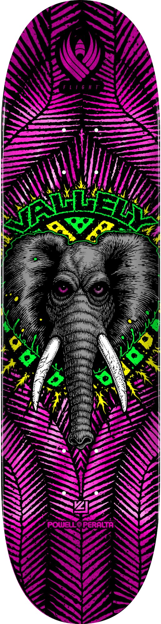 Powell Peralta Mike Vallely Elephant Flight Skateboard Deck, 8.63 x 32.2, Pink Foil