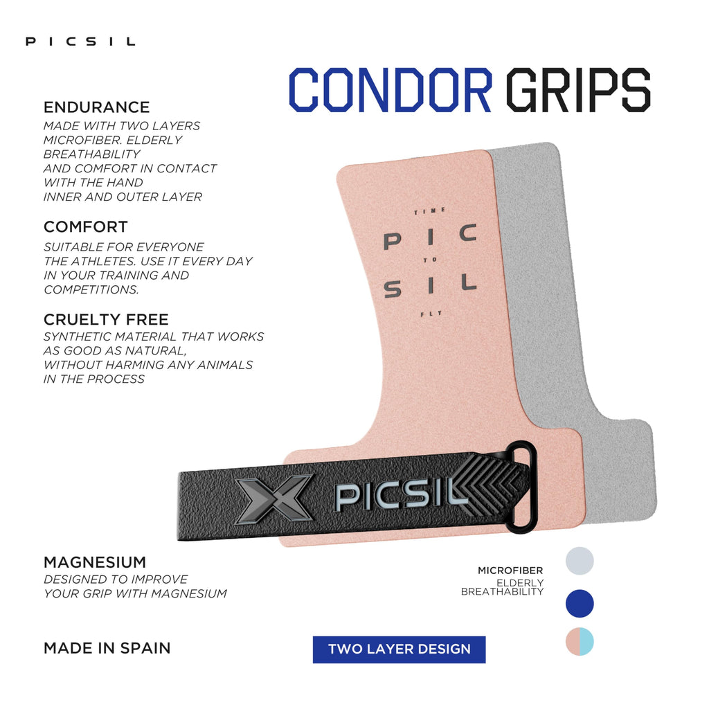 Picsil Condor Grips, No Hole Leather Hand Grips, Increased Protection And Comfort, Hand Grips For Gymnastic, Cross Training, Pul