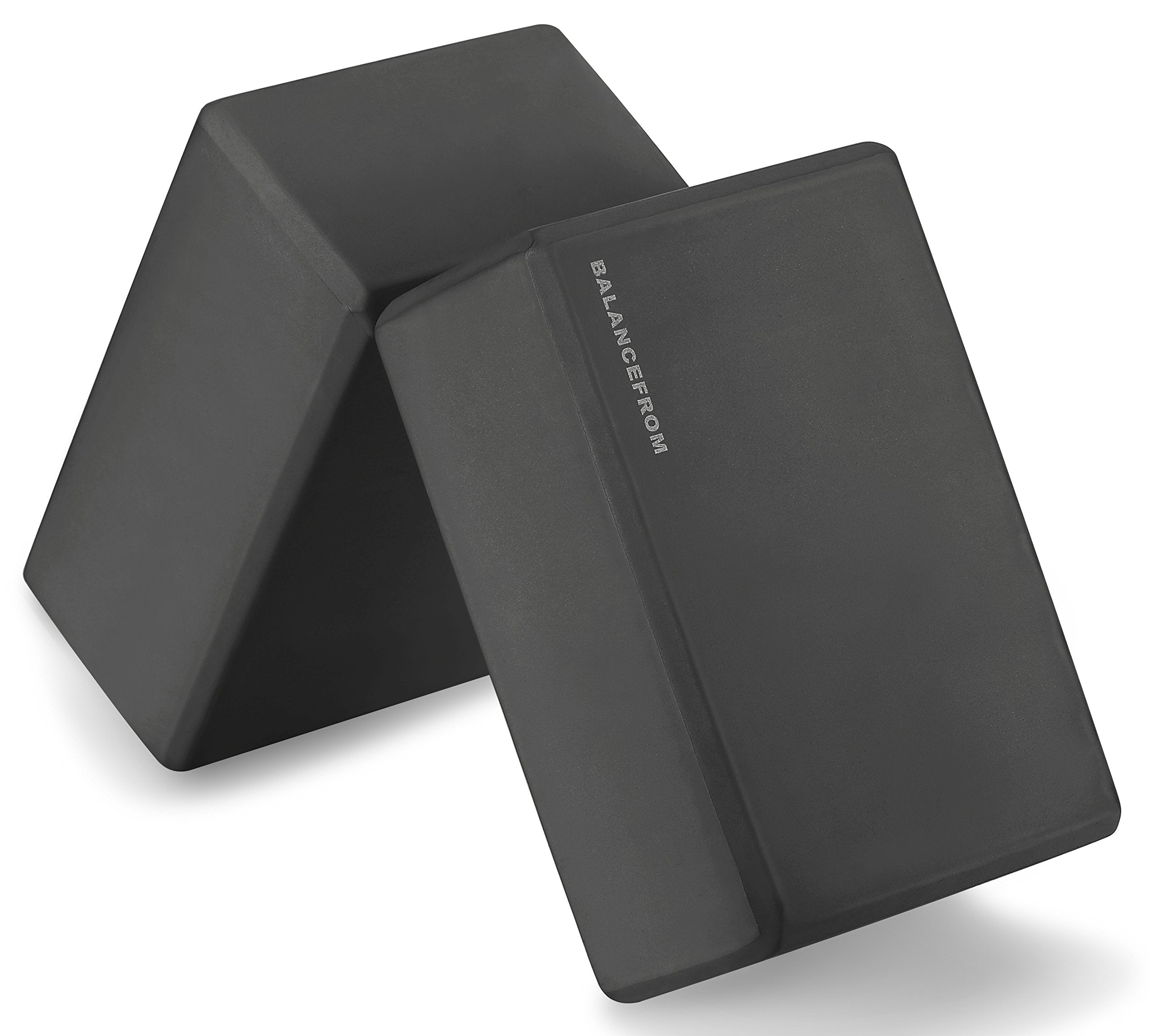 Fitvids Set of 2 High Density Yoga Blocks, 9x6x4 Each, Pair (Black)