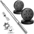 Yes4All Detachable 50 LB Barbell Weight Set, Straight Weight Bar with Diamond Knurled Handles, Weights Set for Home Gym Strength