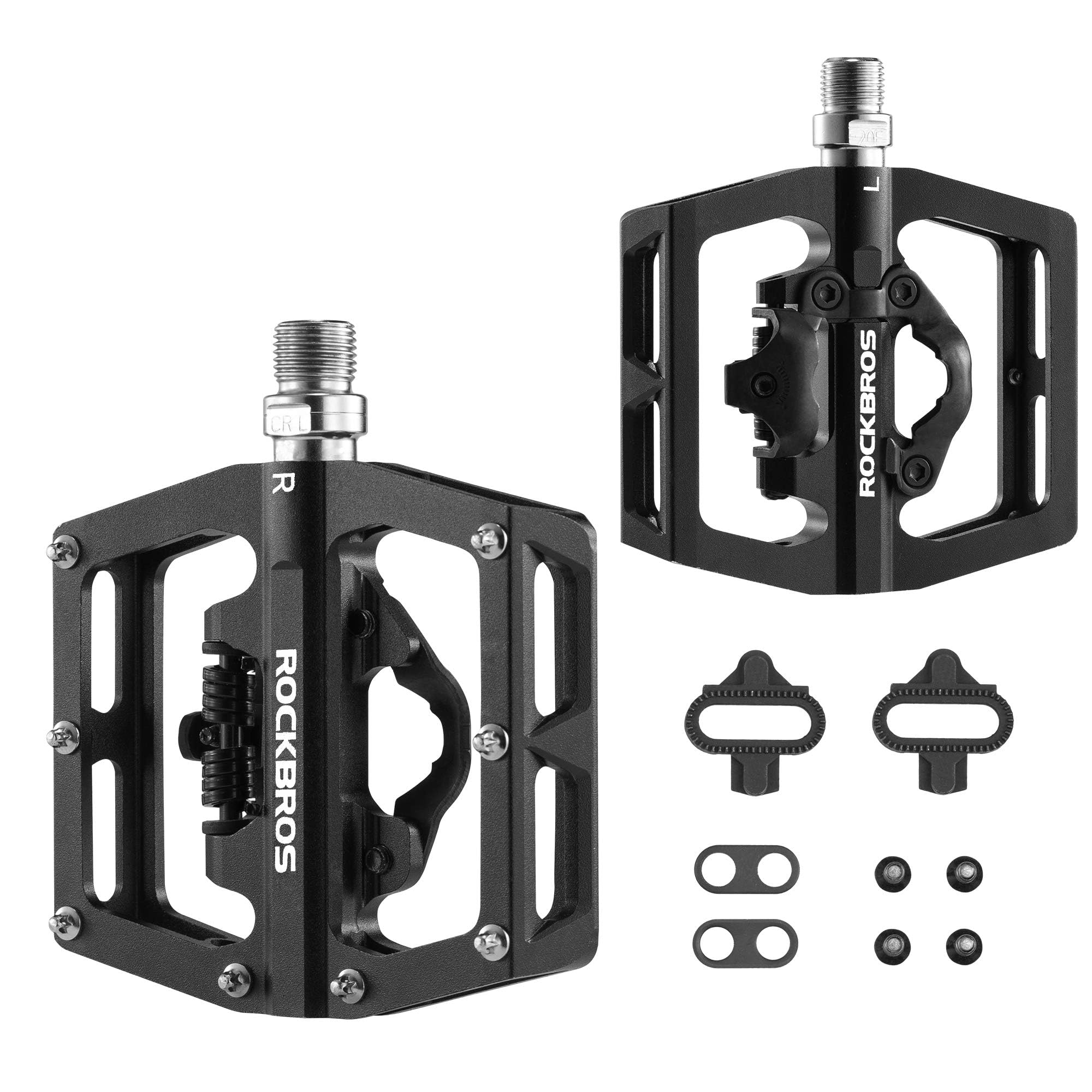 Rockbros Mtb Mountain Bike Pedals Compatible With Spd Mountain Bike Dual Function Sealed Clipless Aluminum Bicycle Flat Platform