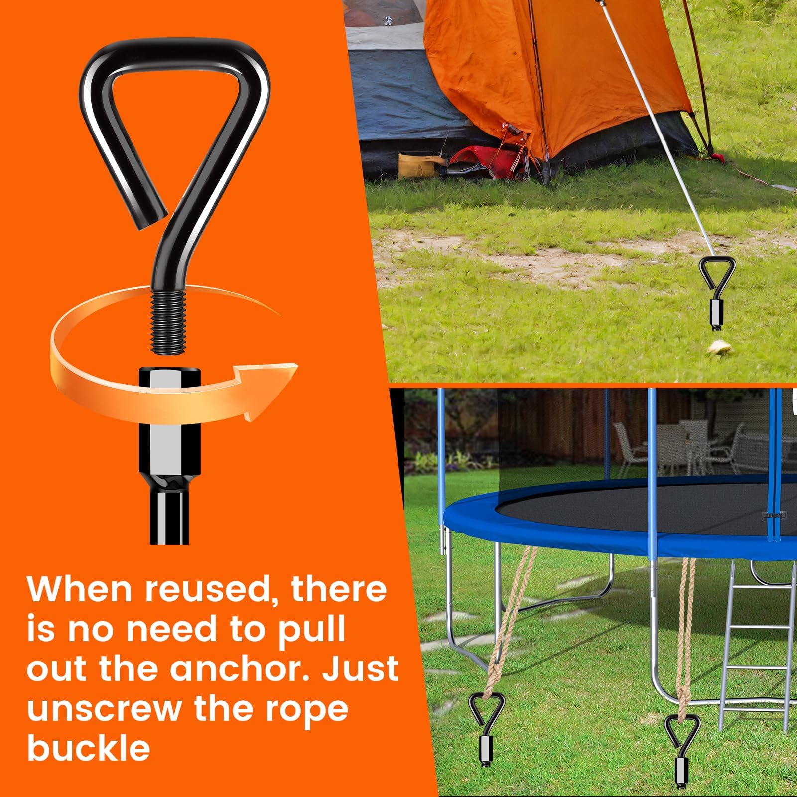 Ground Anchors Screw In Tent Stakes Heavy Duty Trampoline Stakes High Winds, Ground Anchors For Camping Tent, Canopies, Carports