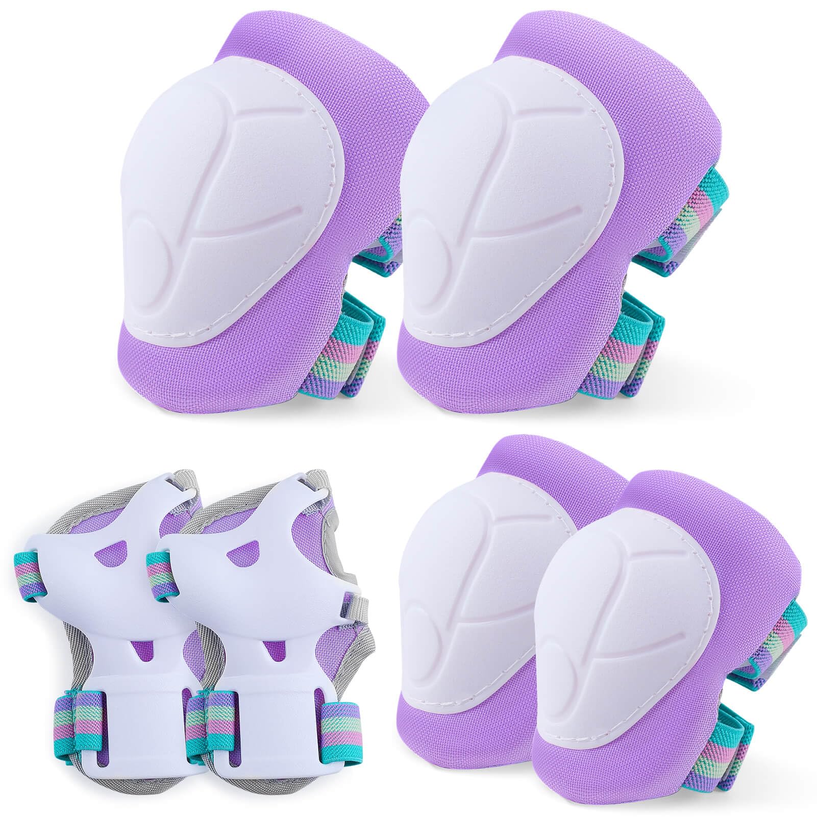 FIODAY Knee Pads for Kids Knee and Elbow Pads Wrist Guards Adjustable Protective Gear Set for Inline Skating Biking Skateboard S
