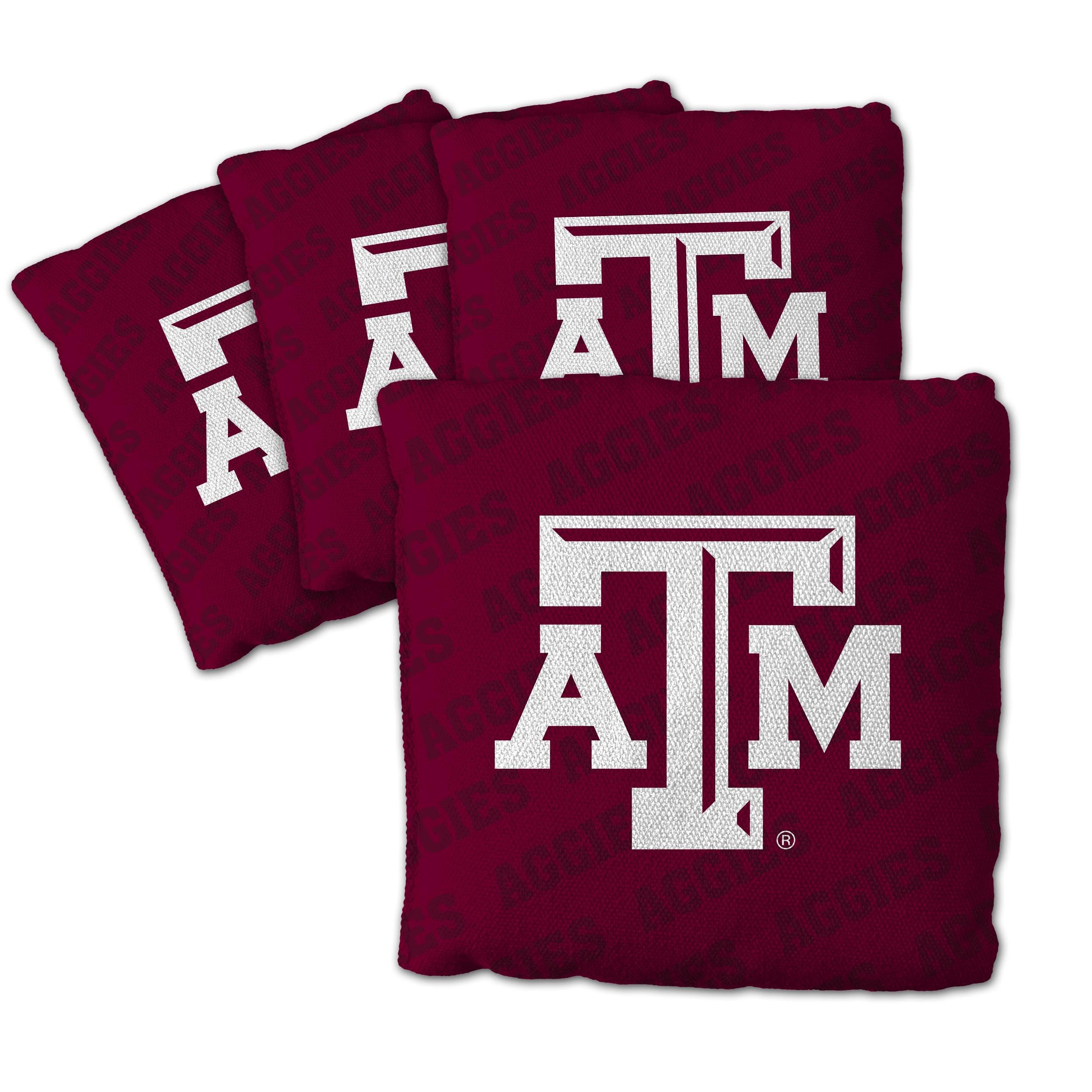YouTheFan Officially-Licensed NCAA Texas A&M Aggies Set of 4 Cornhole Bags - All Weather Regulation 6    x 6    Size - 16oz Weig