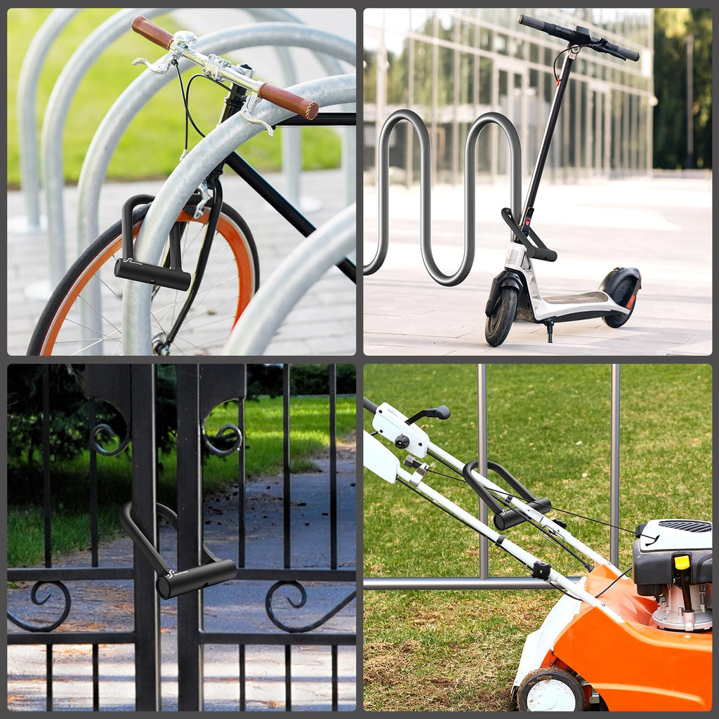 Sportneer Bike Lock - 17mm Shackle Heavy Duty Anti Theft Bike U Lock with 2 Keys - Bicycle U-Locks with Sturdy Mounting Bracket