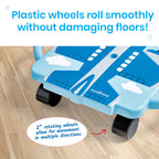 hand2mind Blue Plane Glider Scooter Board, Floor Scooter Board, Gross Motor Toys, Kids Exercise & Physical Education Equipment,