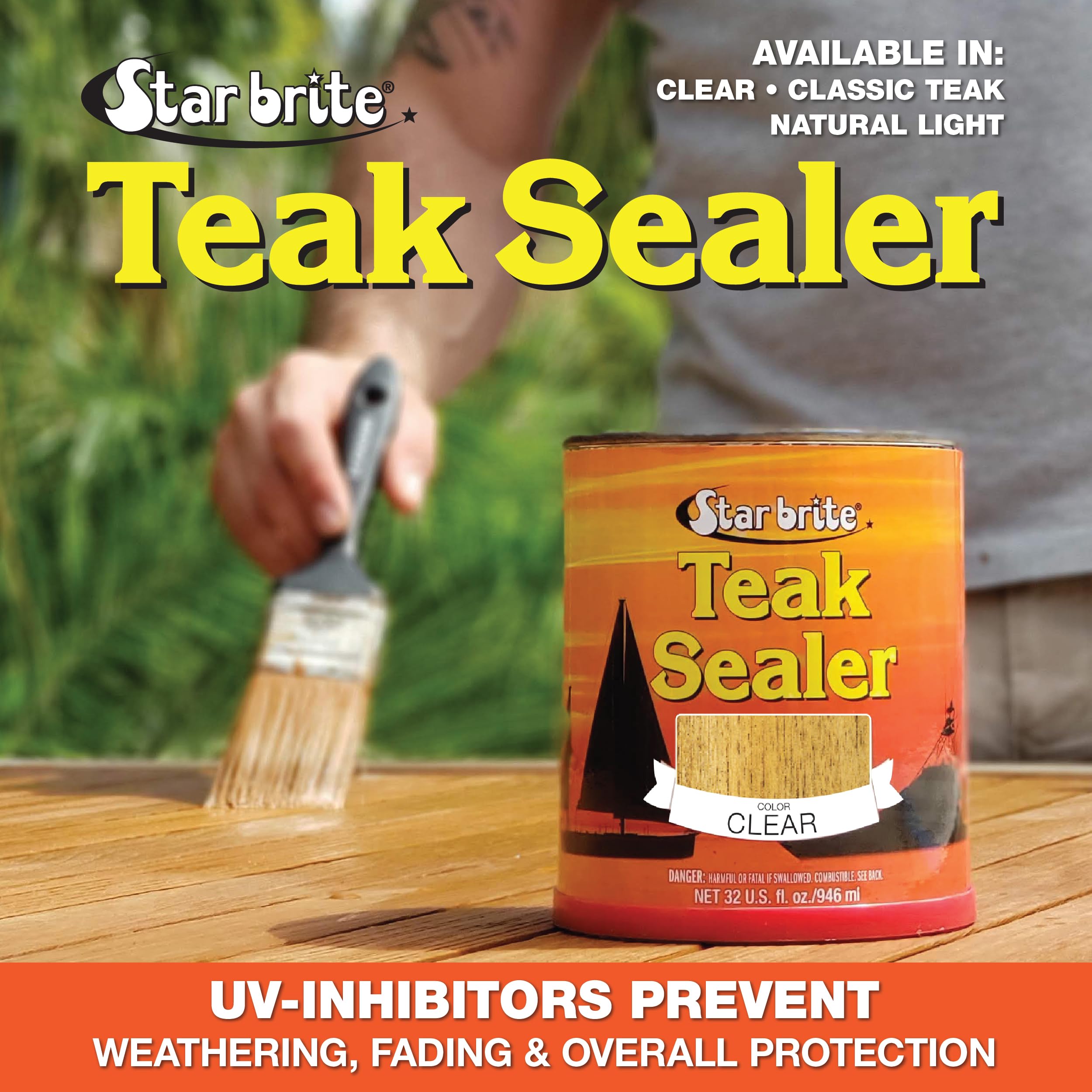 Star Brite Teak Sealer - One-Coat, Durable Protection For All Fine Woods - Perfect For Outdoor Furniture & Marine Use - Clear 1