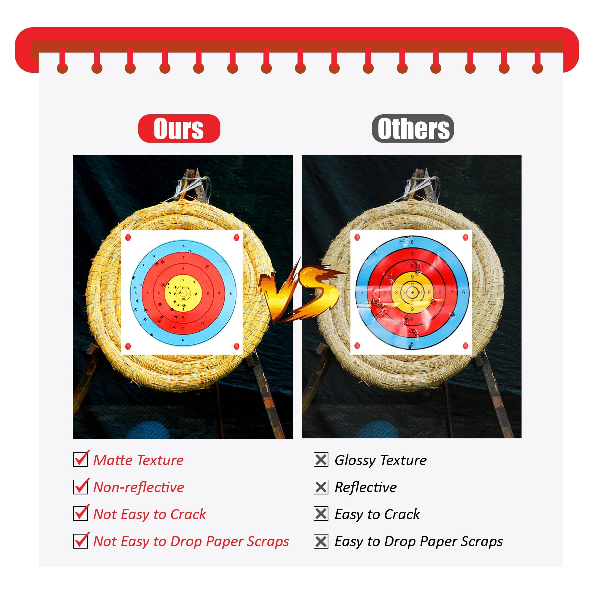Molfuj Archery Targets Paper, 50Pcs Bow And Arrow Targets For Hunting Backyard, Archery Target Practice Accessories(5 Rings,15.7