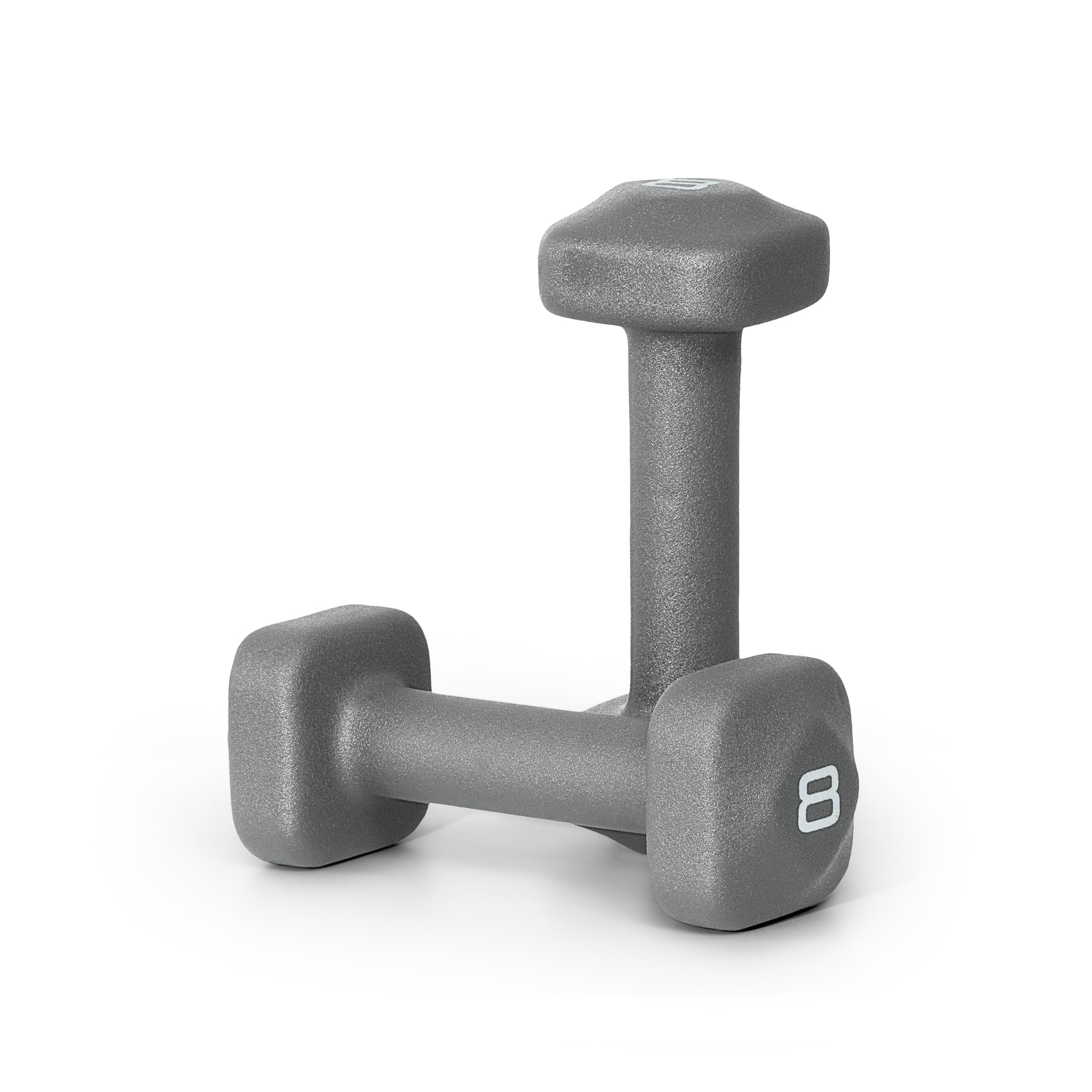 Tone Fitness 8 lb Neoprene Dumbbell Pair for Home Workouts - Non-Slip Design - Gray