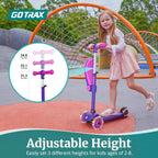 Gotrax KS3 Kids Kick Scooter, LED Lighted Wheels, Adjustable Handlebars and Removable Seat, Lean-to-Steer & Widen Anti-Slip Deck