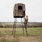 Muddy Steel 7' Tall Quad Pod Hunting Blind Cover With 4 Zippered Windows (Stand Not Included) - Portable Camouflage Shelter And