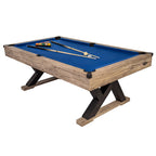 American Legend Kirkwood 84       Billiard Table With Rustic Blond Finish, K-Shaped Legs And Royal Blue Cloth