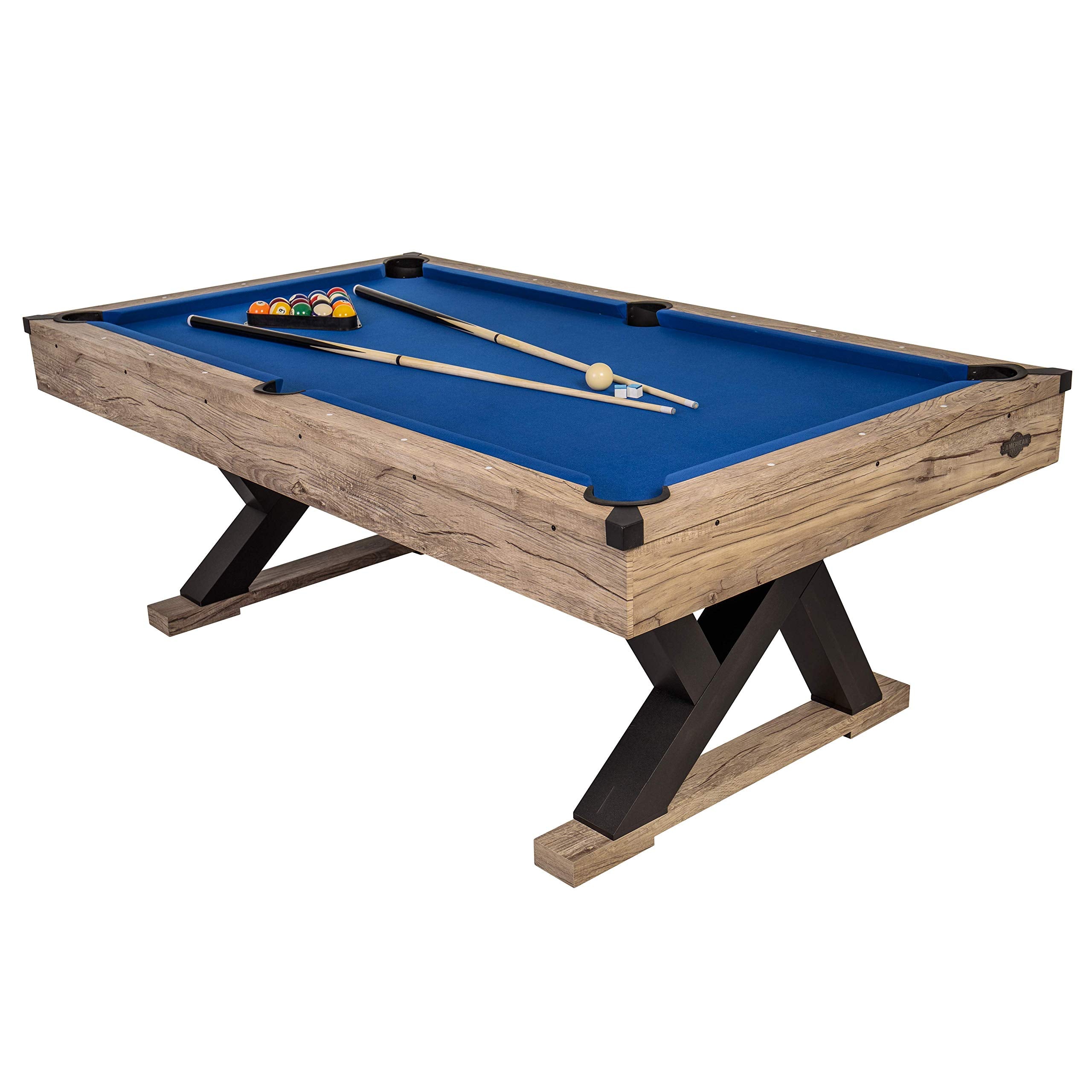 American Legend Kirkwood 84       Billiard Table With Rustic Blond Finish, K-Shaped Legs And Royal Blue Cloth