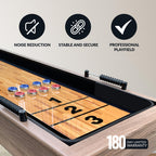 Hathaway Excalibur 9-Ft Shuffleboard Table For Great For Family Recreation Game Rooms, Designed With A Rustic Driftwood Finish W