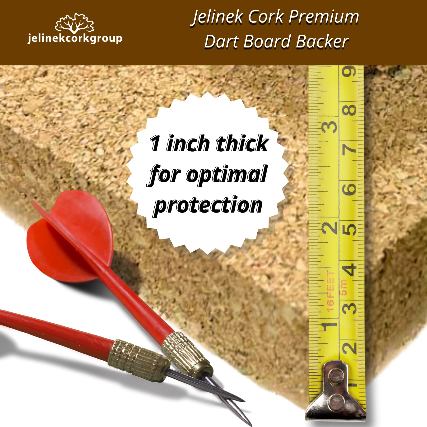 Jelinek Cork Dart Board Backer Wall Cover 36 X 24 X 1 Inches