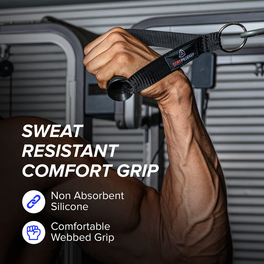 Core Prodigy Heavy Duty Exercise Handles - Grip Attachments For Cable Machine Pulleys, Gym Equipment, Resistance Bands, And Weig