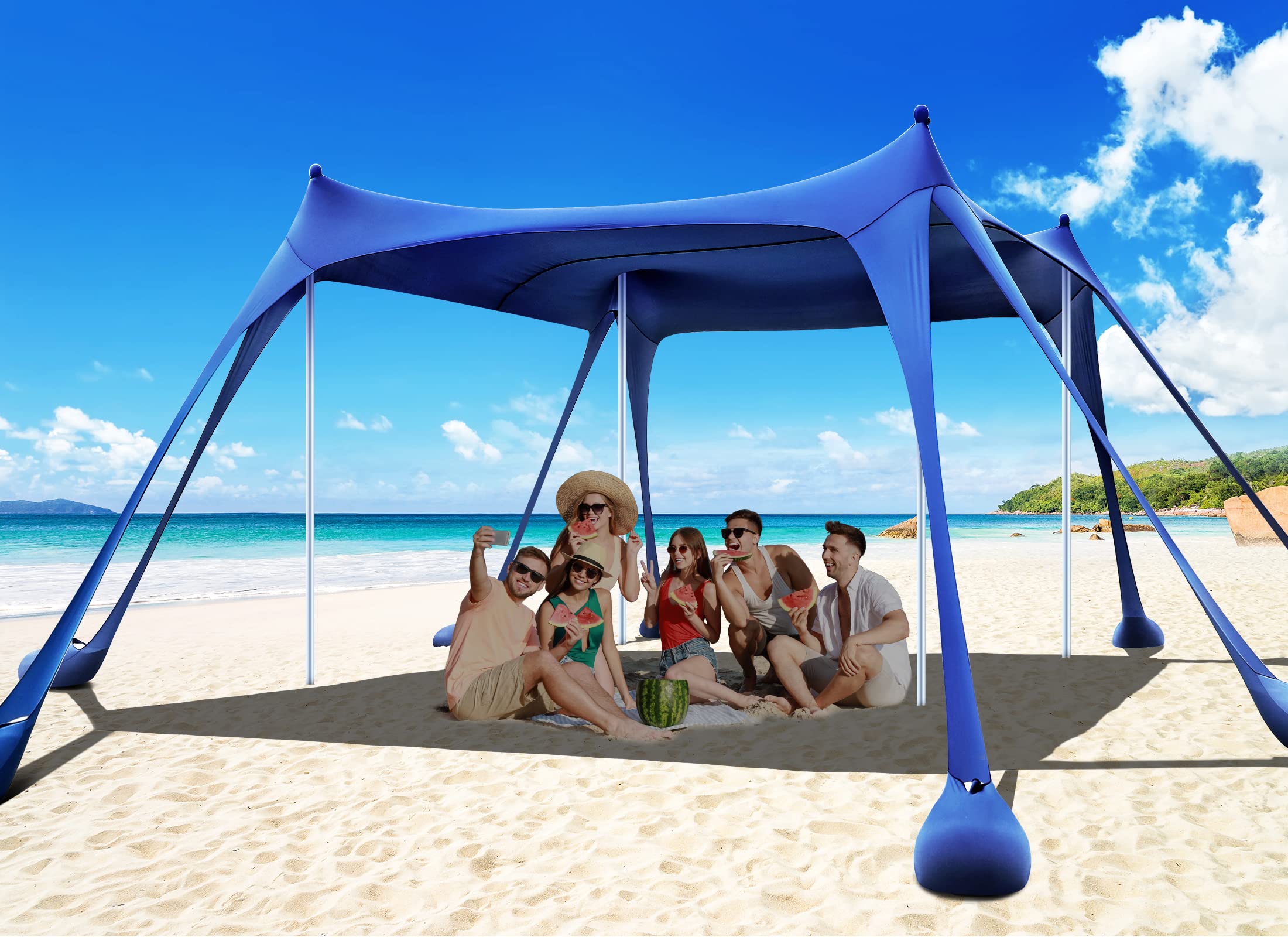 Osoeri Beach Tent, Camping Sun Shelter UPF50+ with 8 Sandbags, Sand Shovels, Ground Pegs & Stability Poles, Outdoor Shade Beach 