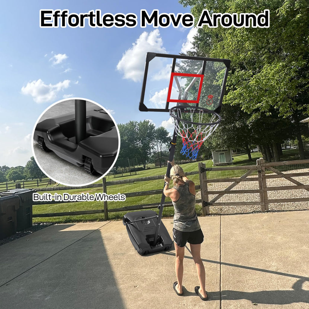 Yohood Kids Basketball Hoop Outdoor 4.82-8.53ft Adjustable, Portable Basketball Hoops & Goals for Kids/Teenagers/Youth in Backya