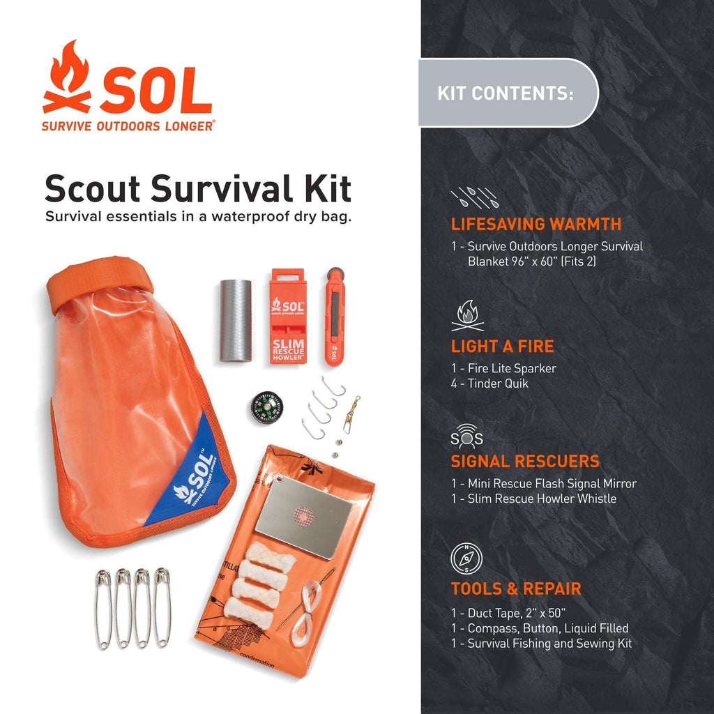 S.O.L. Survive Outdoors Longer S.O.L. Waterproof Bag Scout Survival Kit
