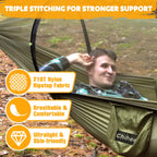 Chihee Ultra-Light Travel Camping Hammock Pop-Up Net Hammock 660Lbs Load Capacity,Breathable,Quick-Drying Parachute Nylon 2 Prem