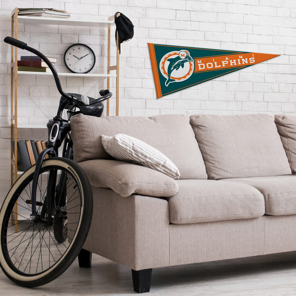 Rico Industries Nfl Football Miami Dolphins Retro 12'' X 30'' Felt Wall D  Cor Pennant - Great For Home/Bed Room/Man Cave D  Cor