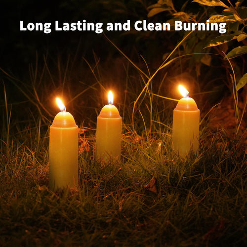 15-Hour Natural Beeswax Candles Compatible With Candle Lanterns - Smokeless Clean Long Lasting Burning For Outdoor, Camping, Eme