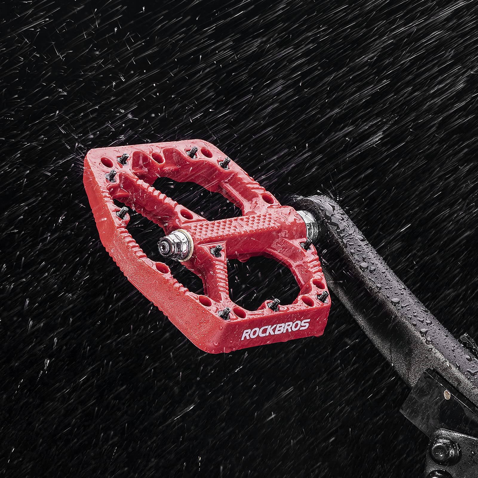 Rockbros Mountain Bike Pedals Flat Mtb Pedals Nylon Fiber Bicycle Platform Pedals For Road Mountain Bmx Mtb Bikes Red