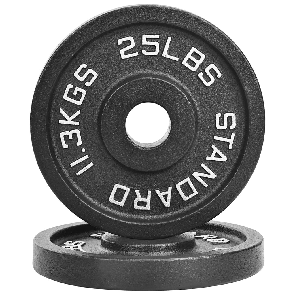Fitvids Olympic Cast Iron 2-Inch Weight Plate For Strength Training & Weightlifting, Multiple Weights Available, 25Lb (Pair)