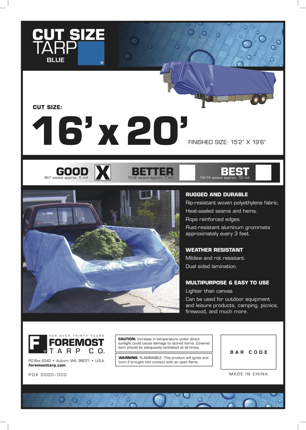 Tarp Blue 16'X20' (Pack Of 1)