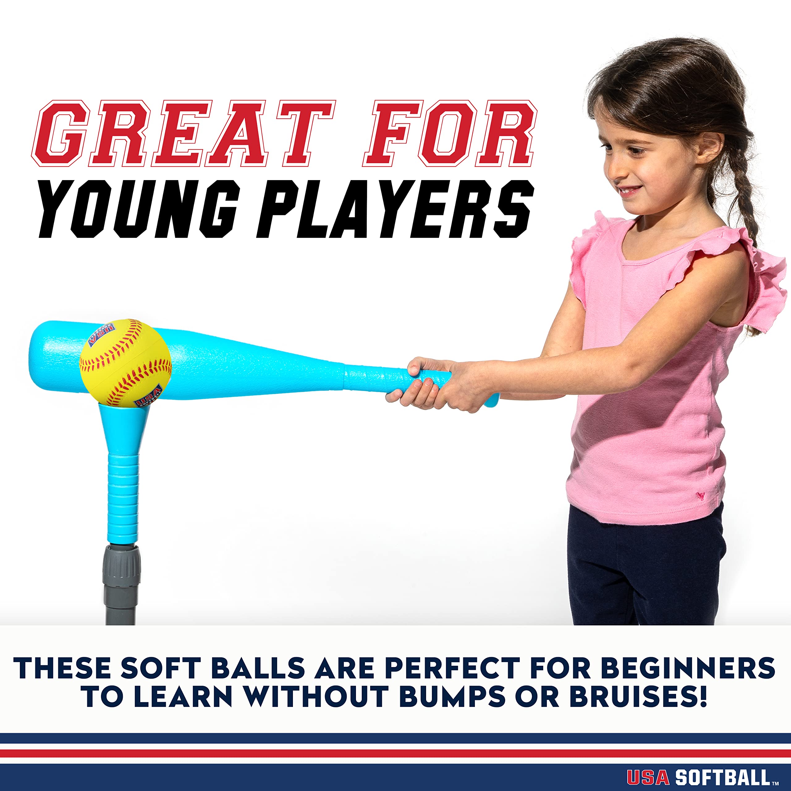 Franklin Sports Foam Practice Softballs - (4) Usa Softball Official Size Foam Softballs For Kids - Squishy Foam Softball Balls -