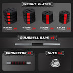 Yes4All Upgraded 44Lbs/66Lbs Pair Adjustable Weights Dumbbells Set, Free Weights Dumbbells Set With Connector And Stainless Stee