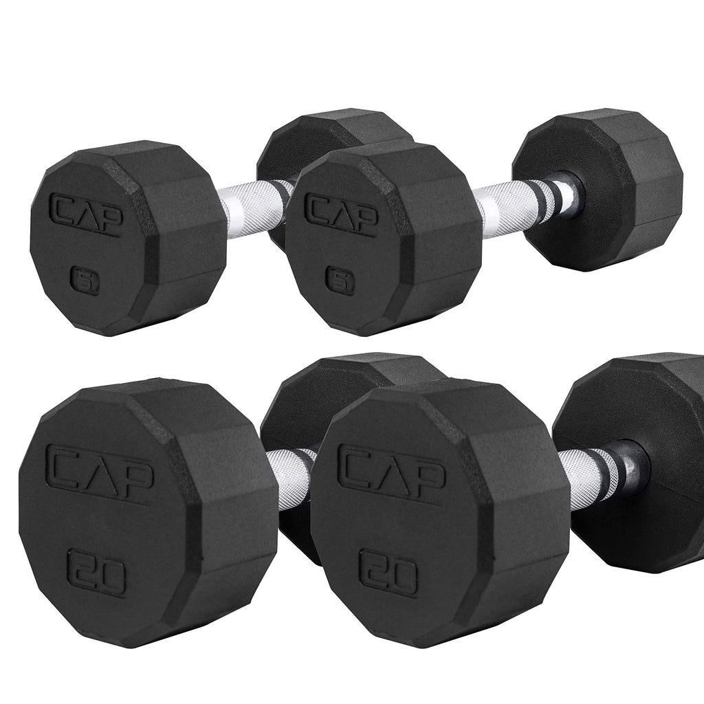 Cap Barbell 50 Lbs Coated 12 - Sided Dumbbell Set, 5Lbx2, 20Lbx2