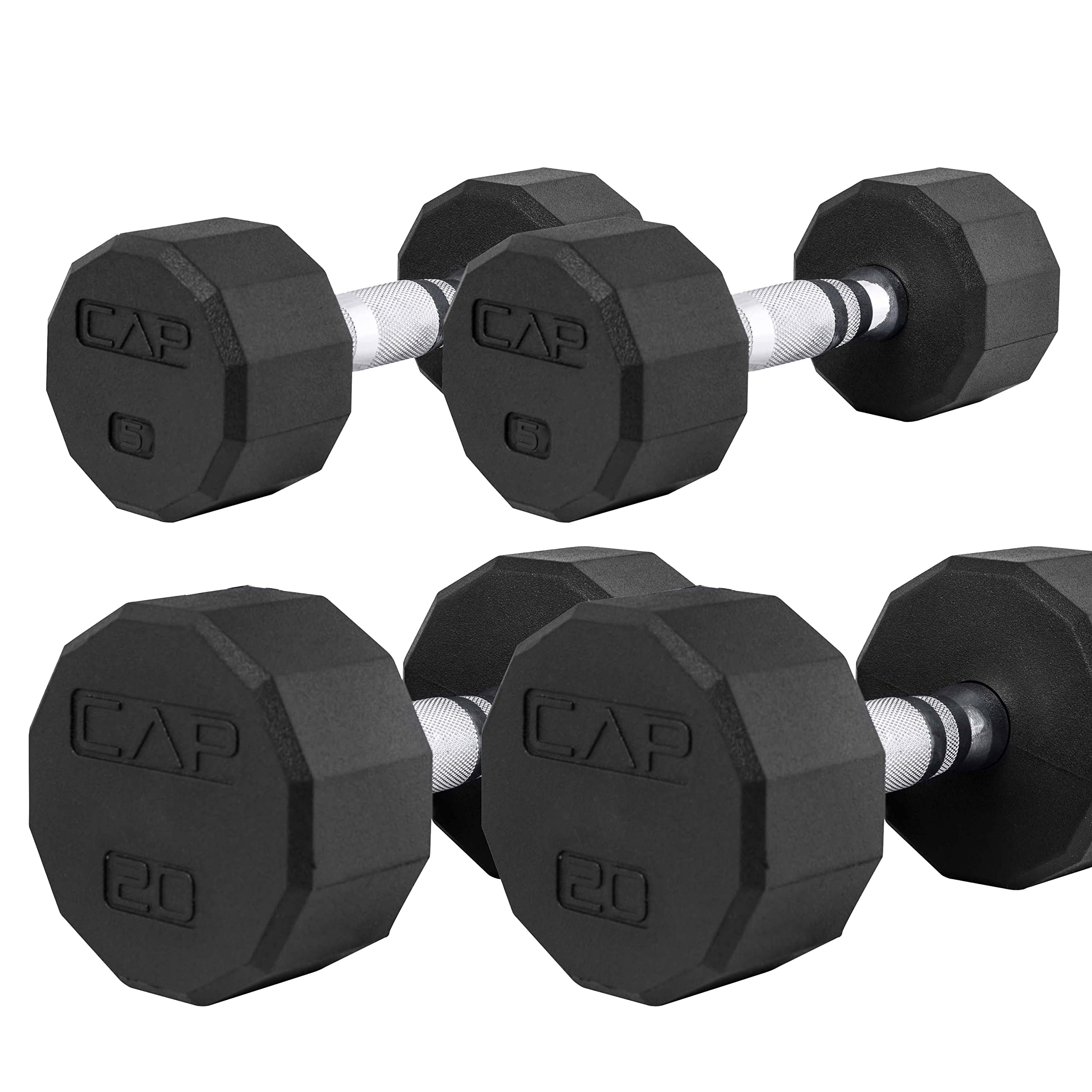 Cap Barbell 50 Lbs Coated 12 - Sided Dumbbell Set, 5Lbx2, 20Lbx2