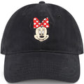 Disney Minnie Mouse Dad Hat, Cotton Adjustable Baseball Cap with Curved Brim, Black, One Size