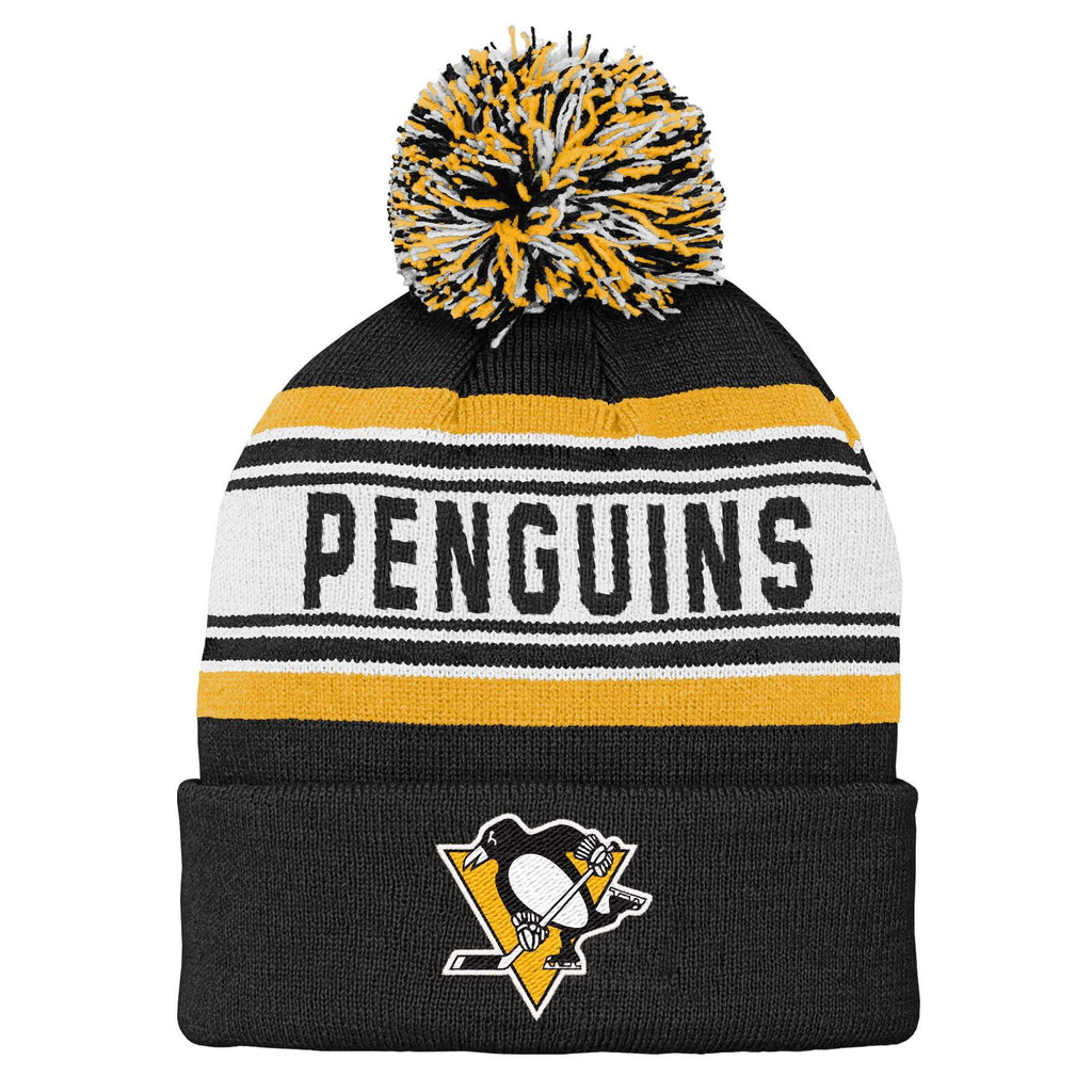 Nhl Kids Youth Official Primary Logo Sport Knit Cold Weather Cuffed Pom Beanie Hat (Us, Alpha, One Size, Pittsburgh Penguins)