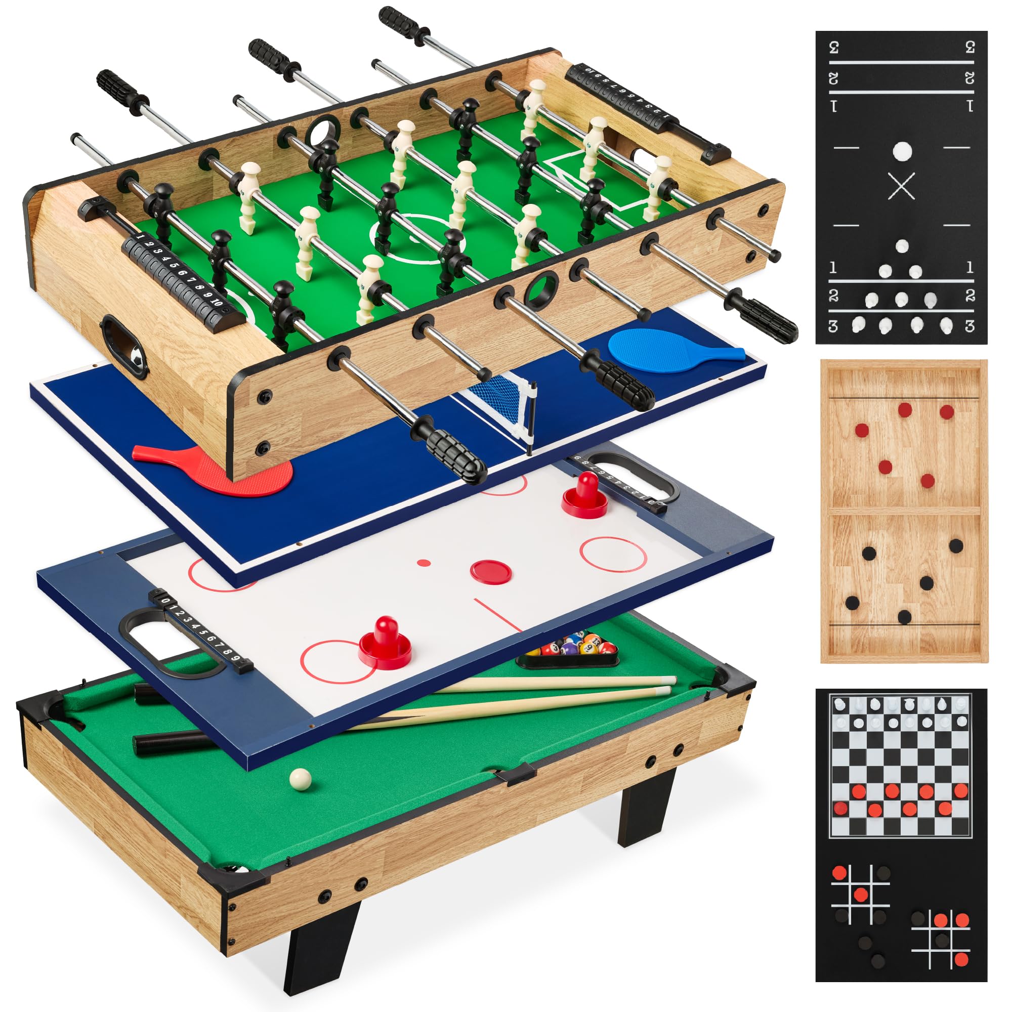 Best Choice Products 11-in-1 Kids Combo Game Table Set w/Ping Pong, Foosball, Air Hockey, Shuffleboard, Bowling, 5 Accessory Bag