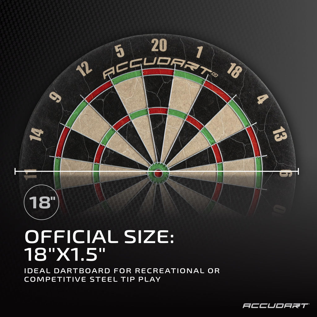Accudart Classic Bristle Dartboard - Official Size 18'' X 1.5'' - Self-Healing Genuine Bristle Sisal - Staple Free Bullseye - Id