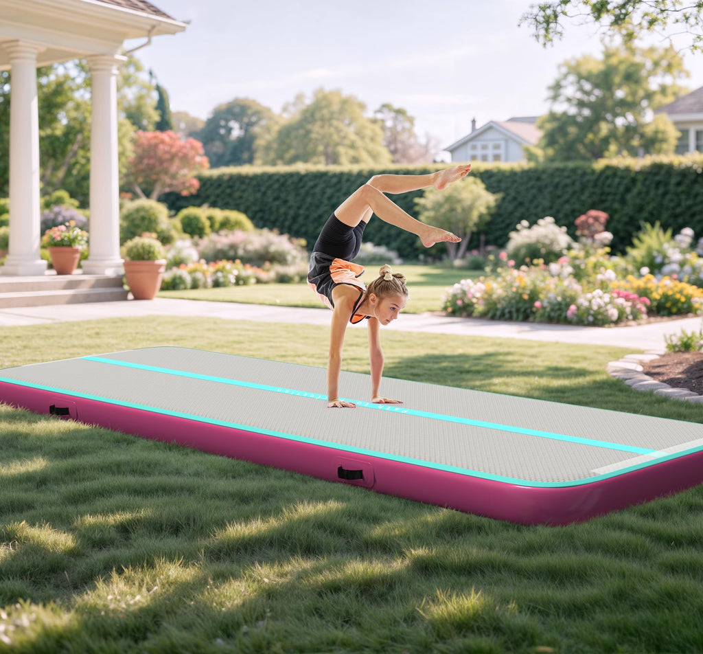 YITAHOME Air Gymnastics Mat 13ft Tumble Track Mat 4 Inches Thick Inflatable Tumbling Mat with Electric Pump & Carry Bag for Home