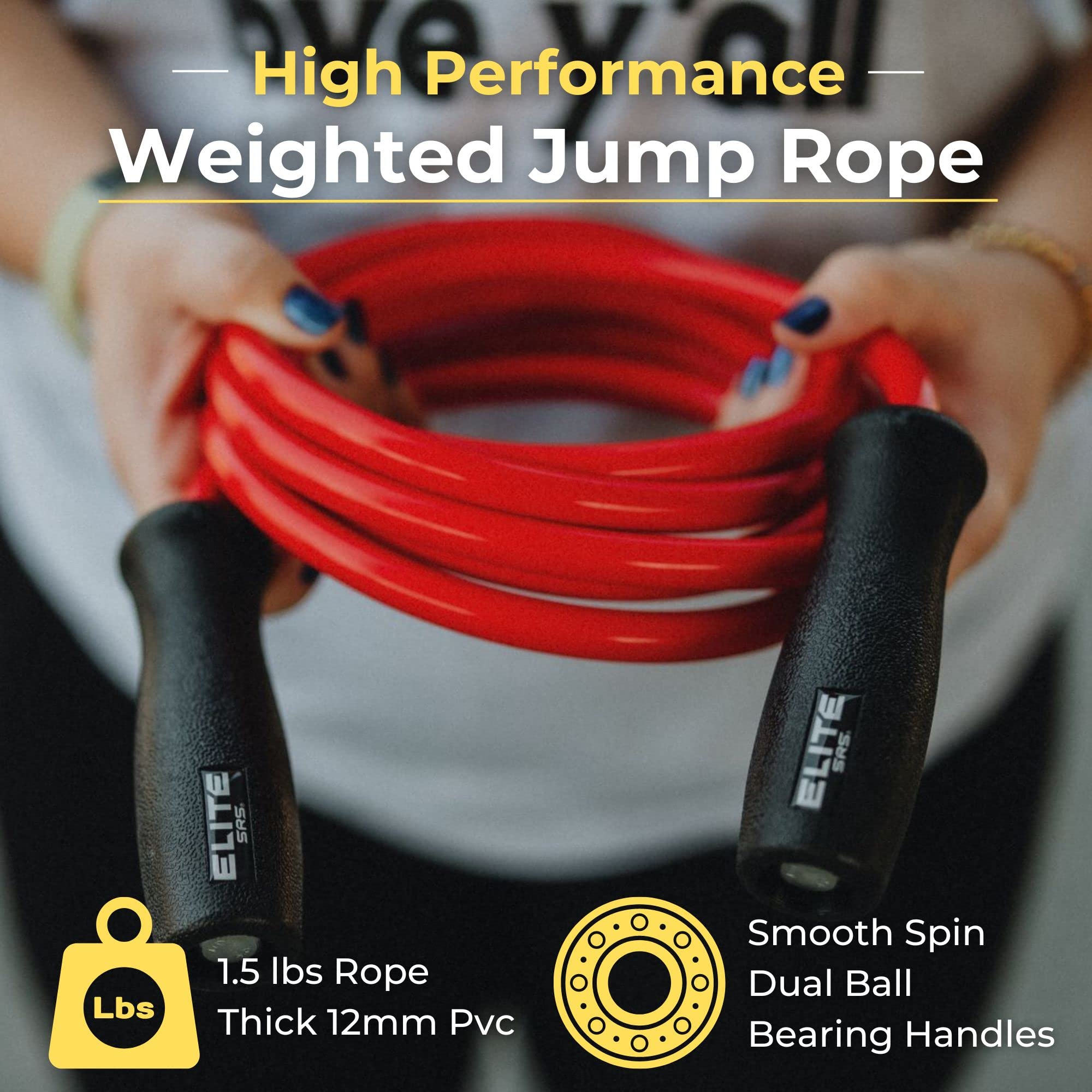 Elitesrs, Muay Thai 2.0 Weighted Jump Rope - Heavy 1.3Lb Pvc Drag Rope (8Ft)