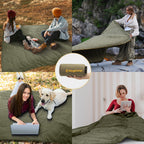 Kingcamp Ultralight Camping Blanket, Packable Down Alternative Puffy Wearable Blankets Weatherproof Warm Package Quilt With Snap