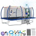 Lyromix 14FT Outdoor Rectangle Trampoline for Kids and Adults, Rectangular Trampoline with Curved Poles, Pumpkin Trampolin with 
