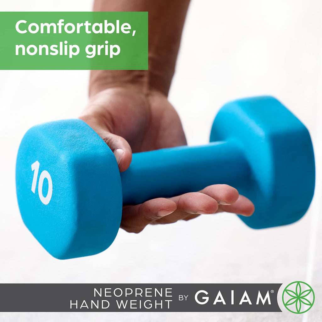 Gaiam Dumbbell Hand Weight (Sold In Singles) - Neoprene Coated Exercise & Fitness Dumbbell For Home Gym Workouts And Strength Tr