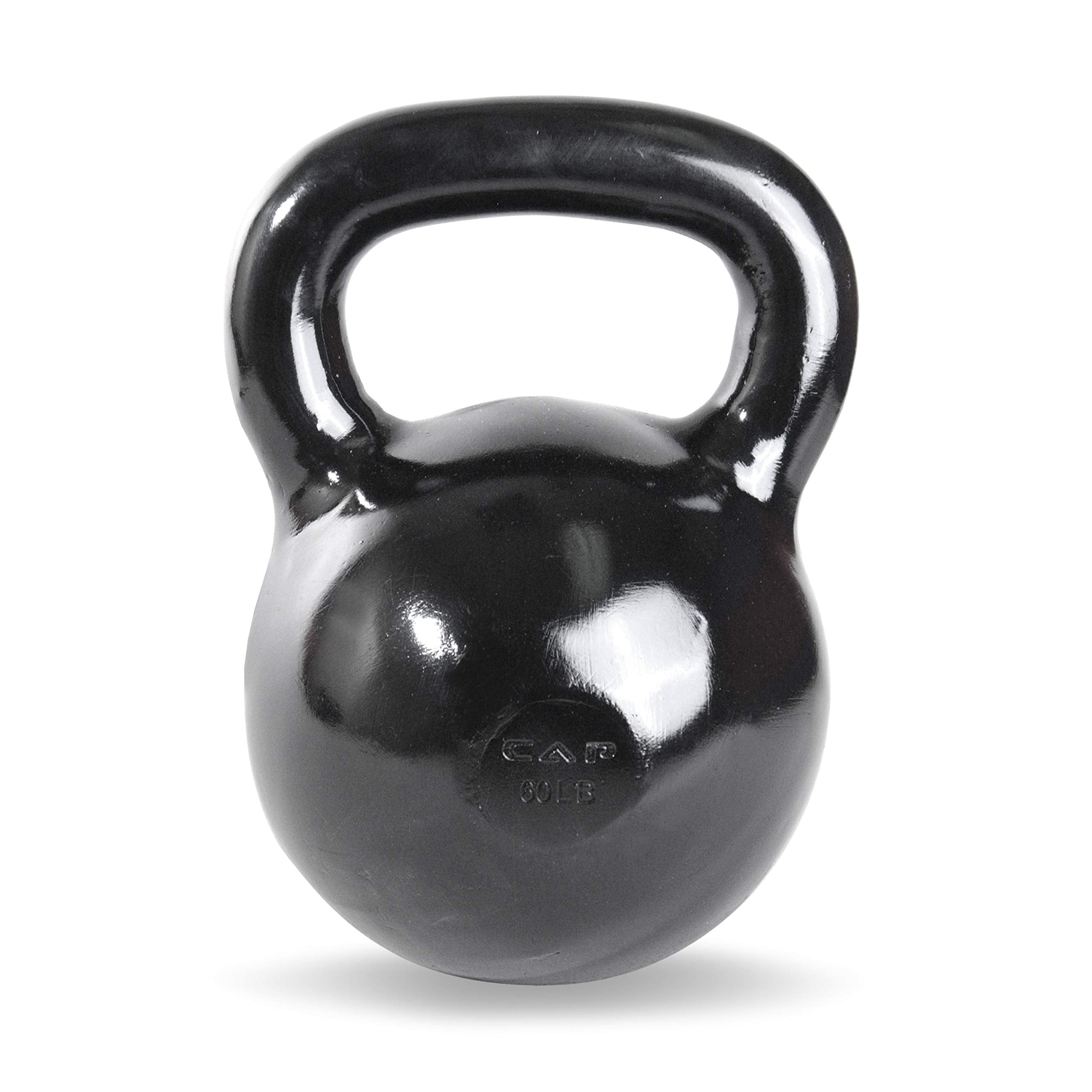 Cap Barbell Black Powder Coated Cast Iron Kettlebell, 60 Lb