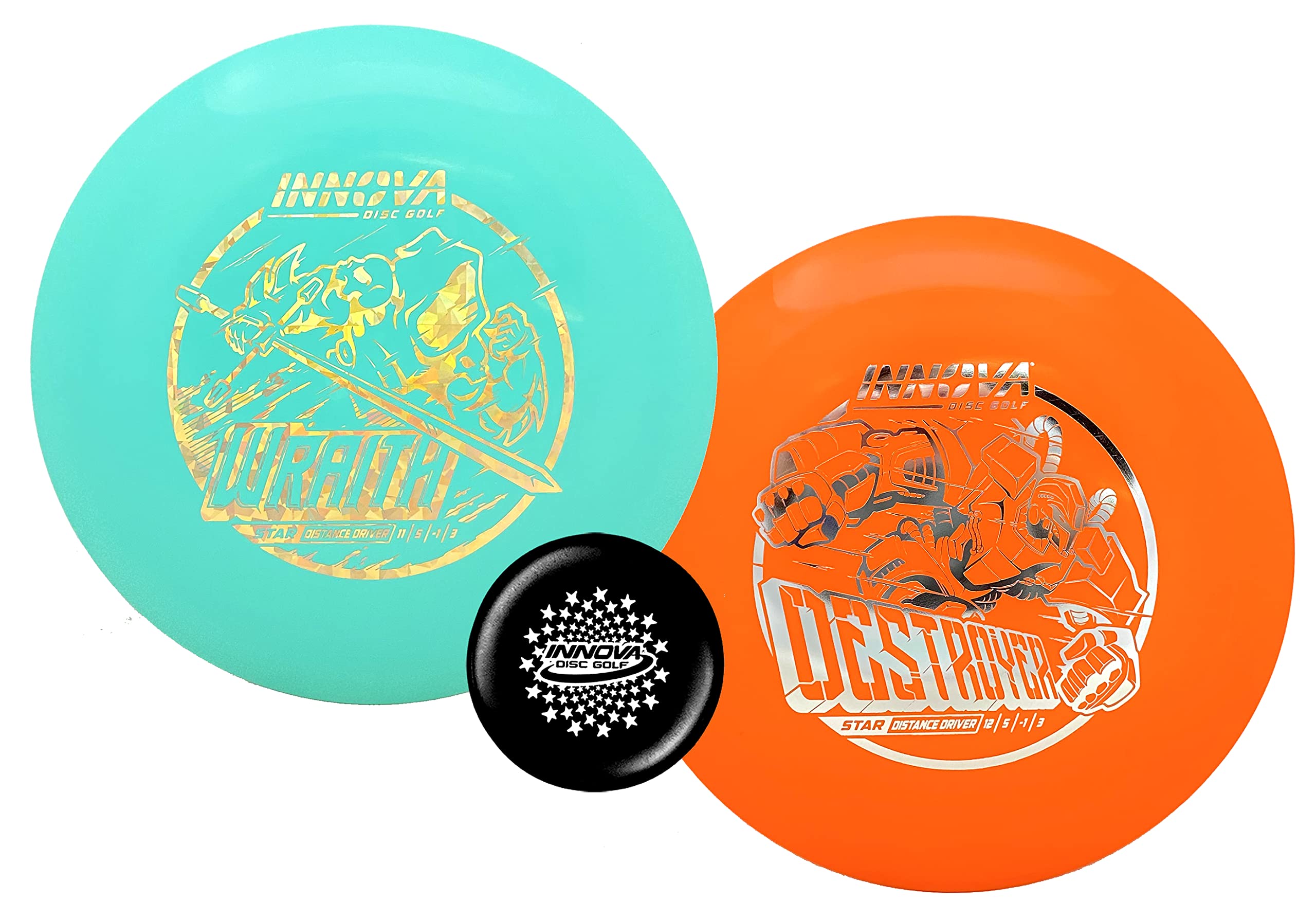 Innova Discs Star Wraith And Star Destroyer With Innova Stars Mini (Disc Golf Distance Drivers And Disc Golf Mini Marker) Colors